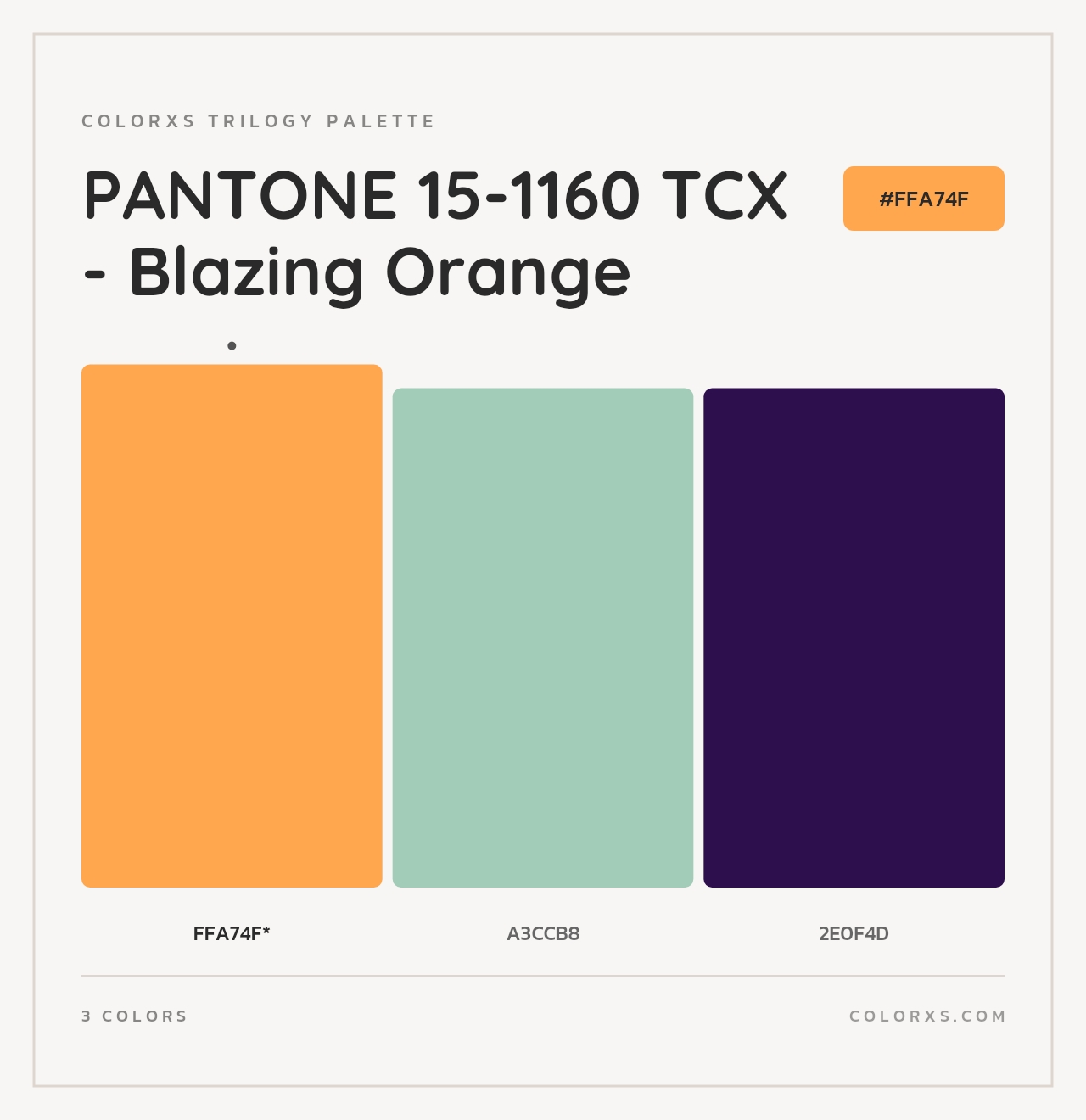 PANTONE 15-1160 TCX - Blazing Orange - Colorxs Trilogy Palette