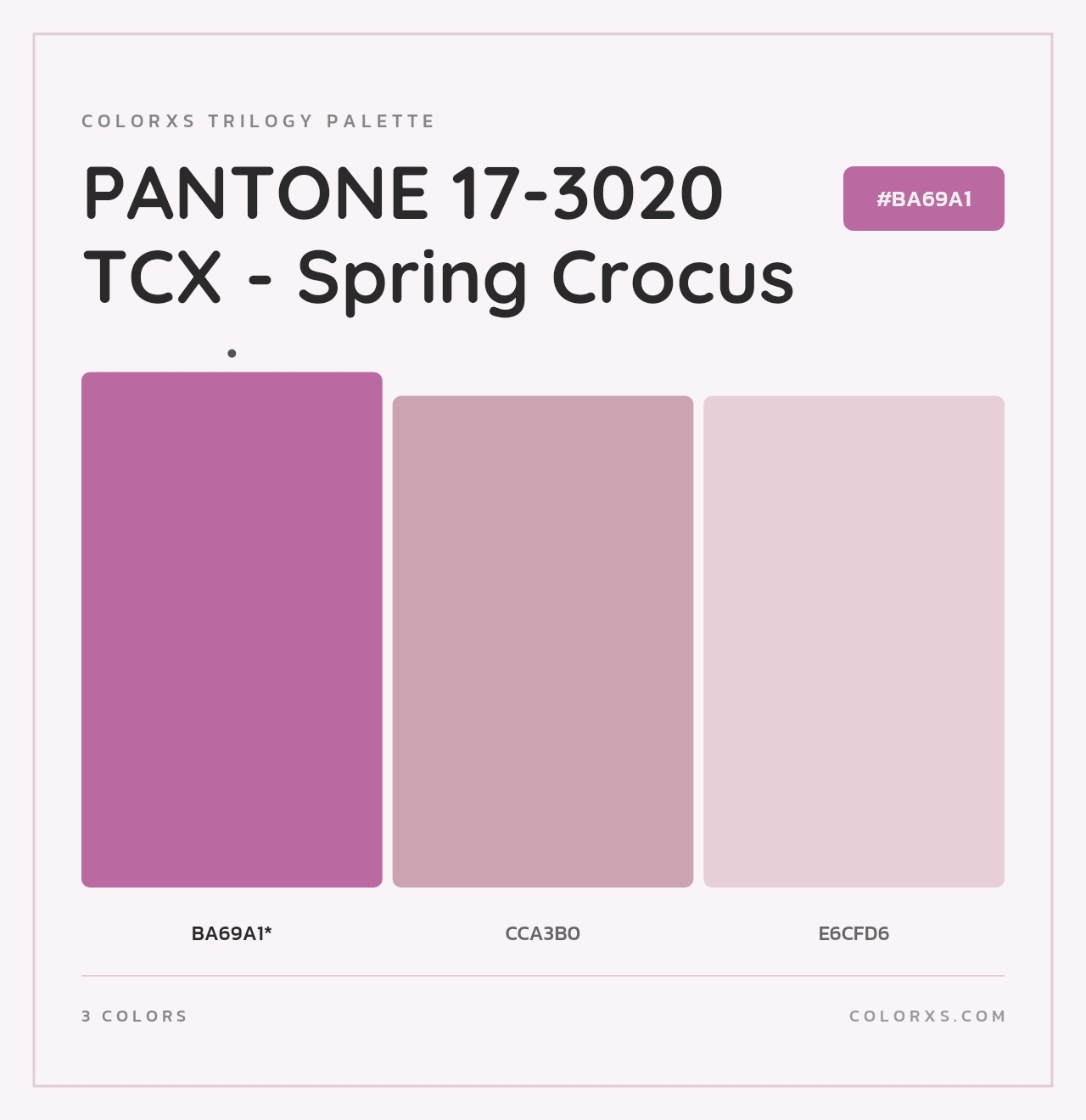 PANTONE 17-3020 TCX - Spring Crocus - Colorxs Trilogy Palette