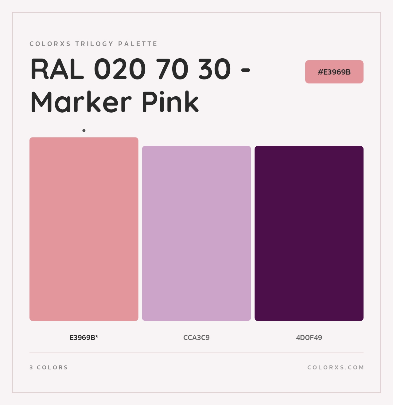 RAL 020 70 30 - Marker Pink - Colorxs Trilogy Palette