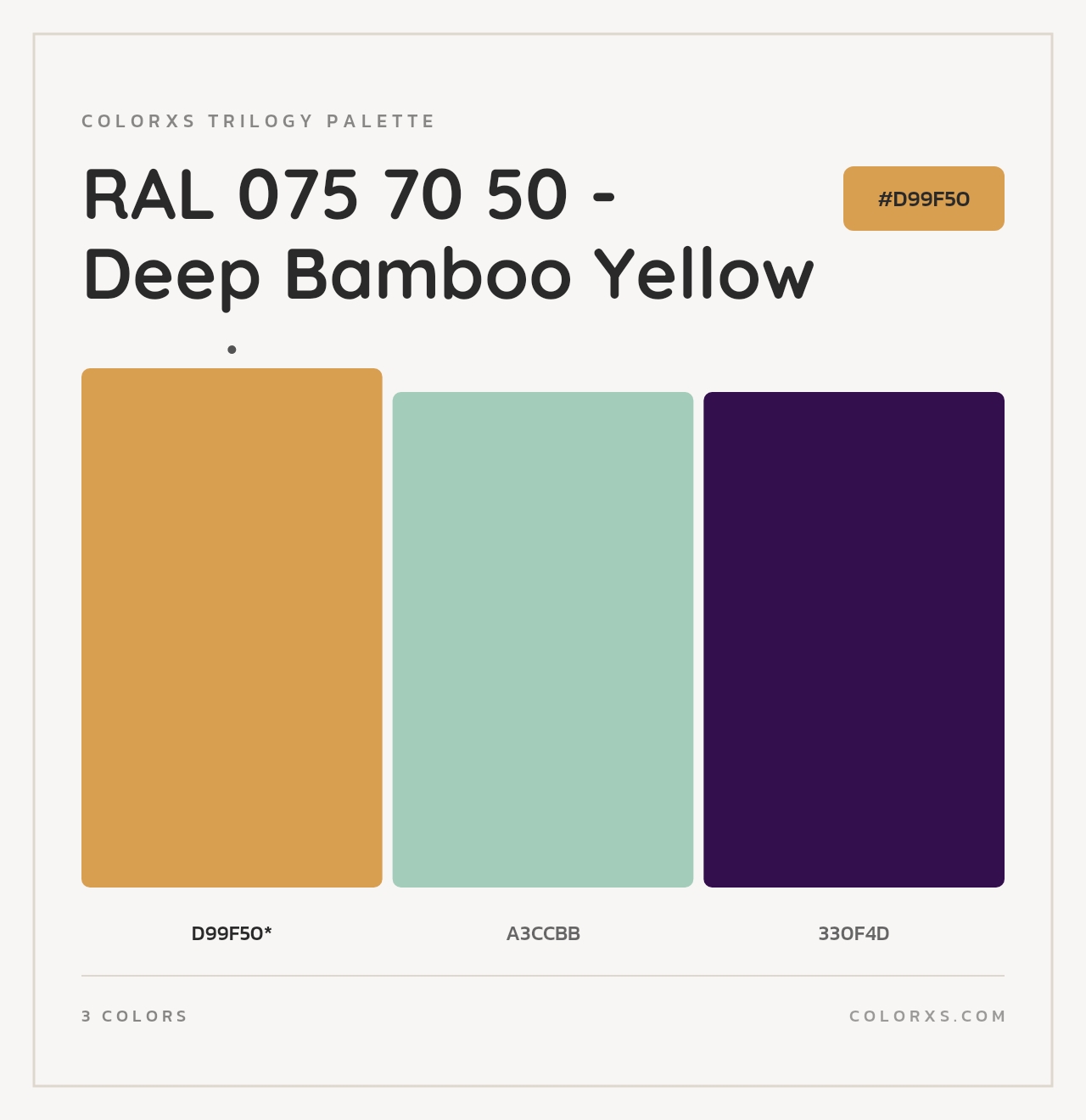 RAL 075 70 50 - Deep Bamboo Yellow - Colorxs Trilogy Palette