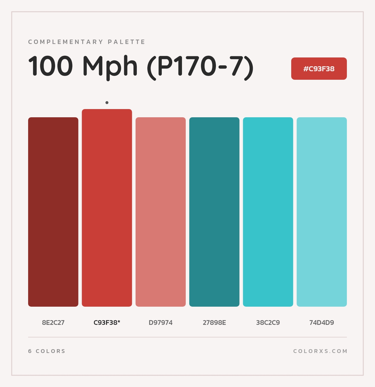 100 Mph (P170-7) - Complementary Color Palette