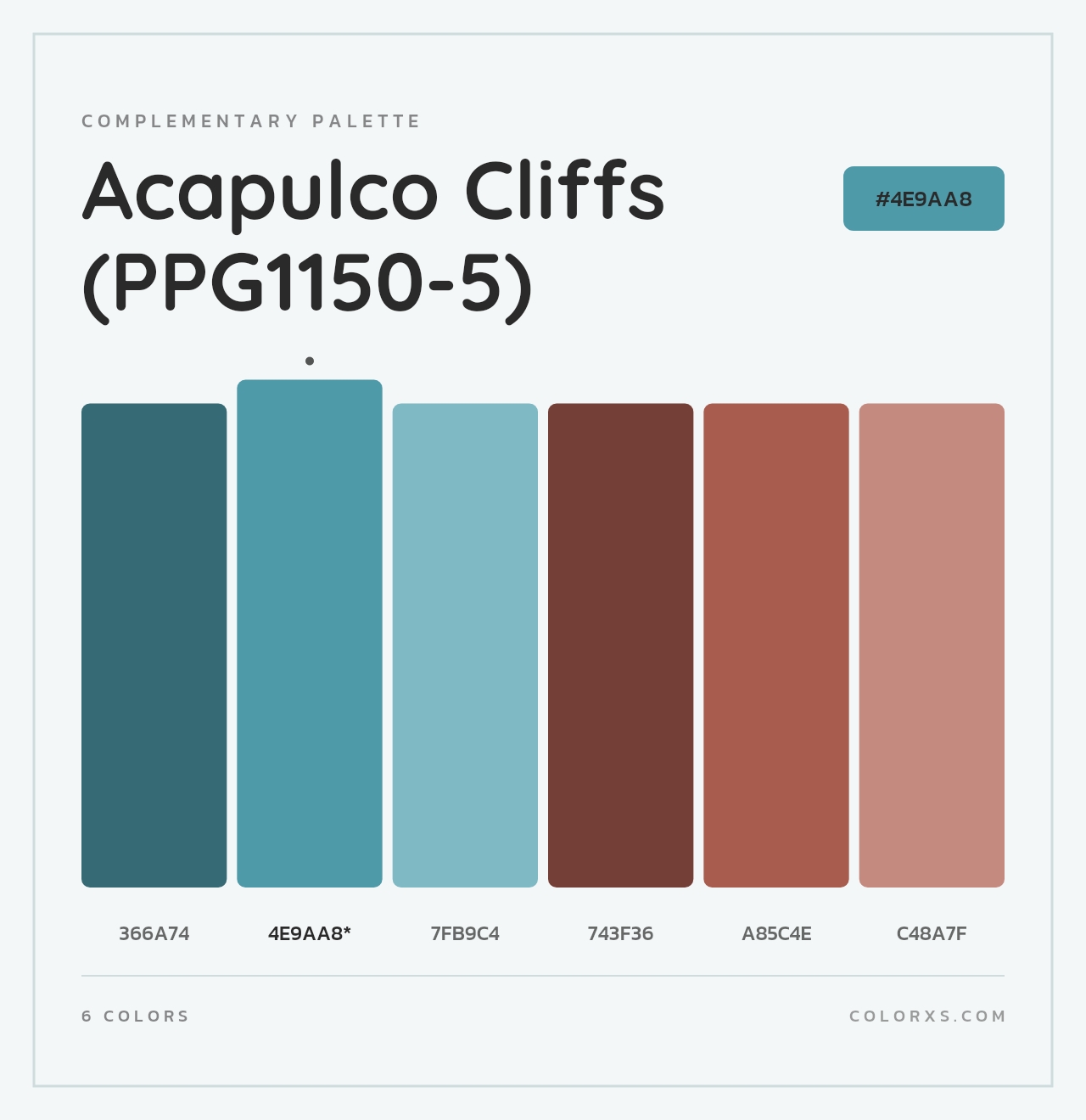 Acapulco Cliffs (PPG1150-5) - Complementary Color Palette
