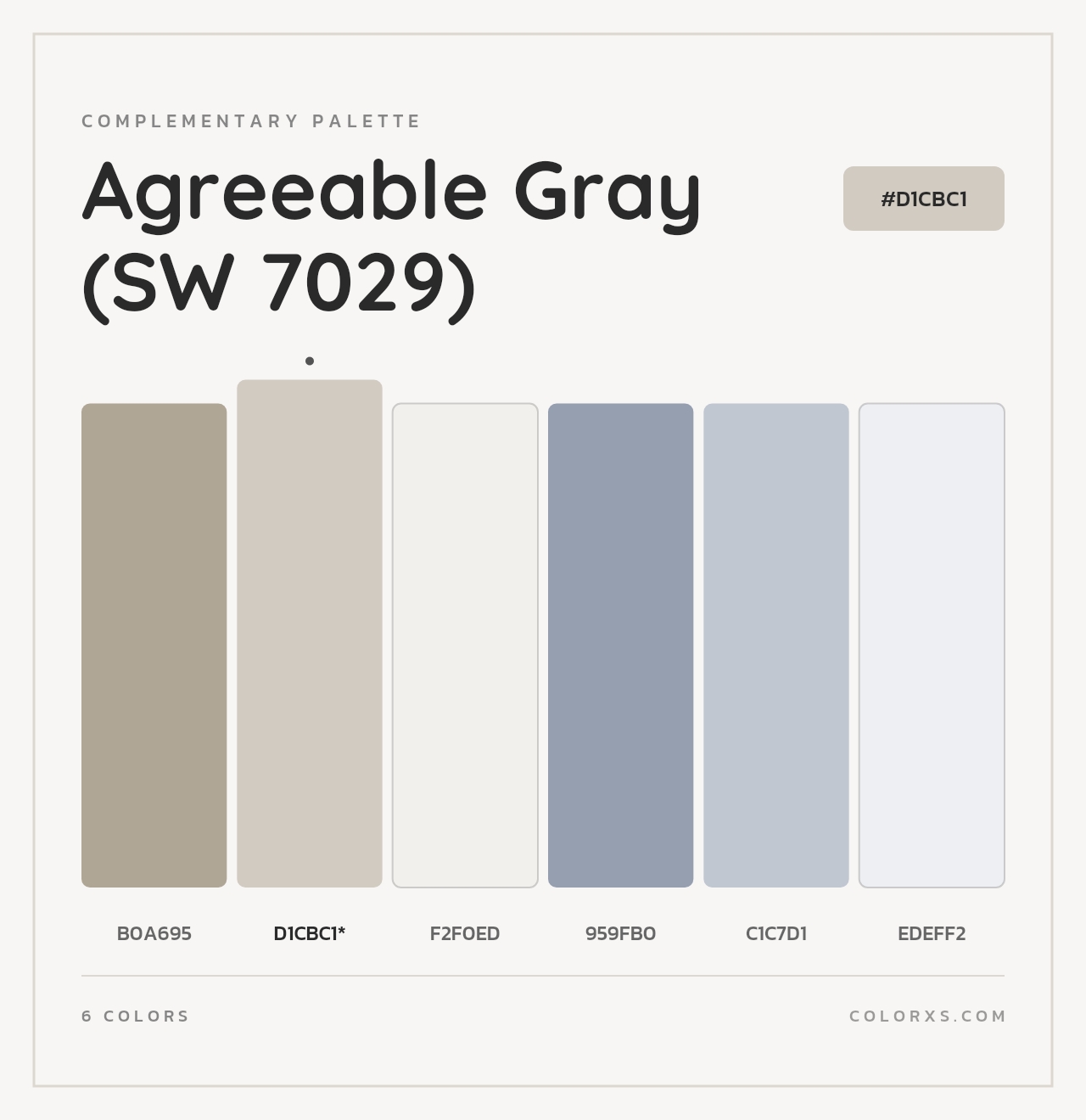 Agreeable Gray (SW 7029) - Complementary Color Palette