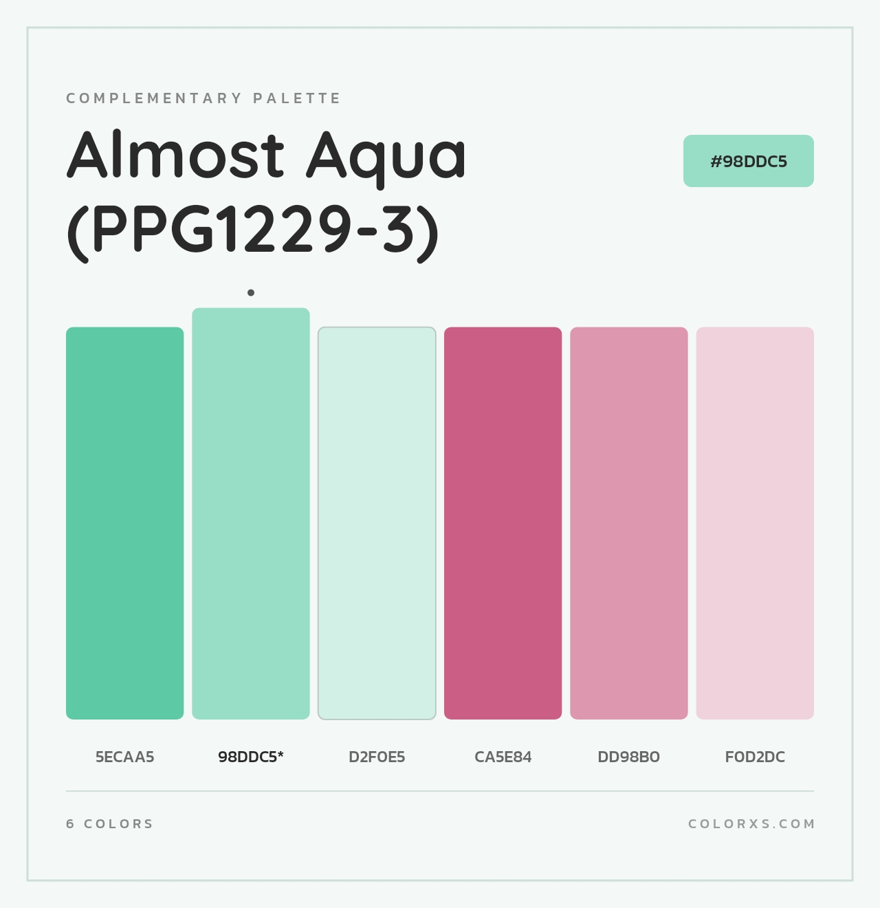 Almost Aqua (PPG1229-3) - Complementary Color Palette