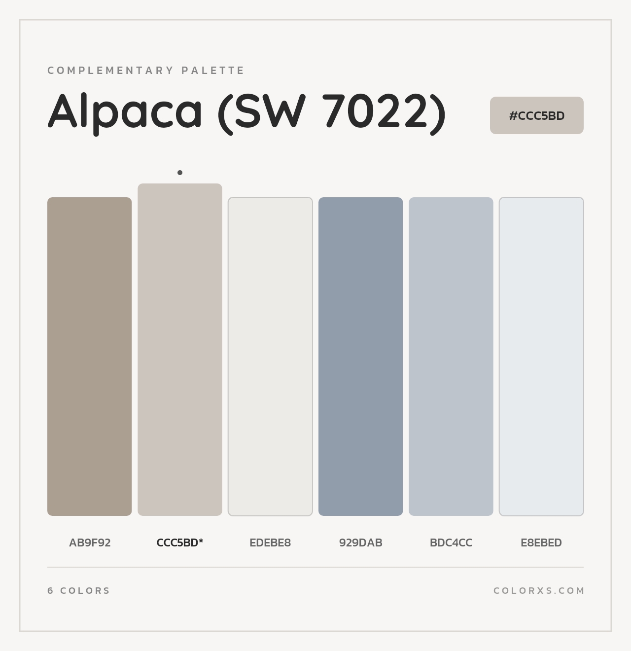 Alpaca (SW 7022) - Complementary Color Palette