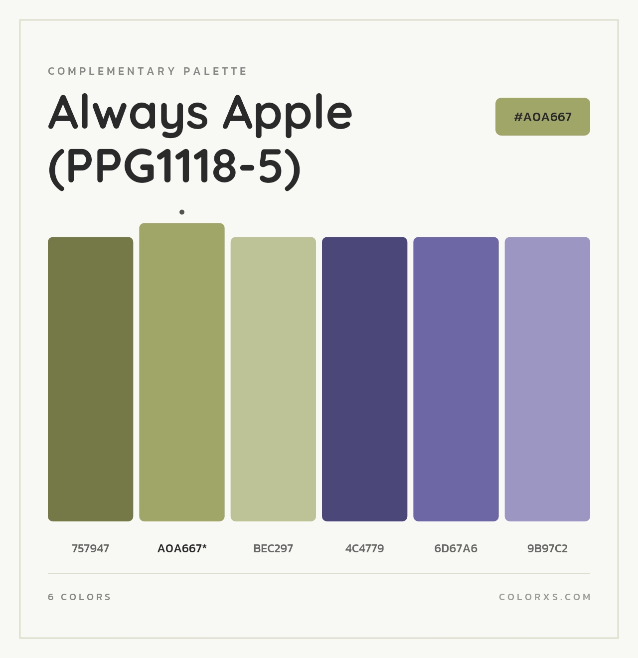 Always Apple (PPG1118-5) - Complementary Color Palette