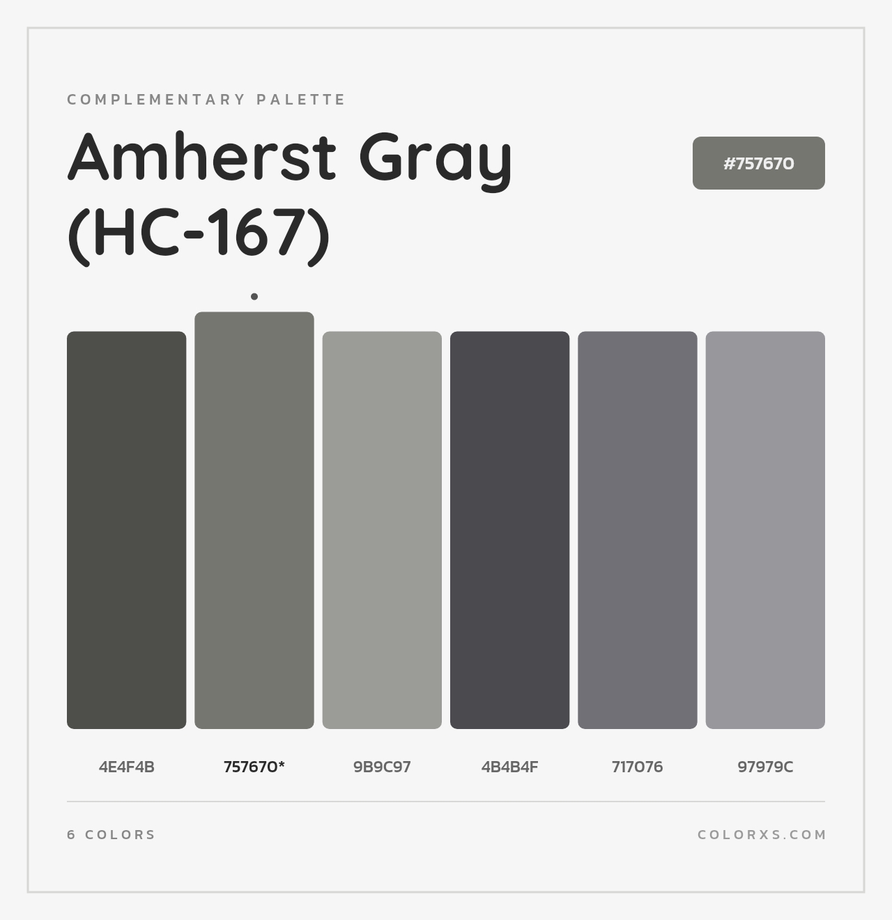 Amherst Gray (HC-167) - Complementary Color Palette