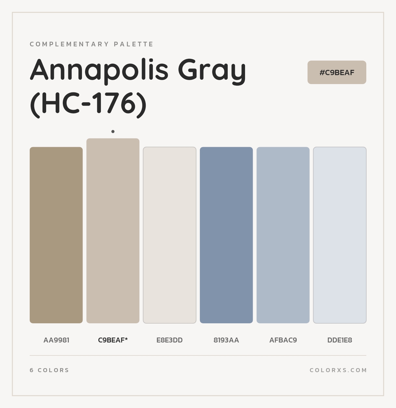 Annapolis Gray (HC-176) - Complementary Color Palette
