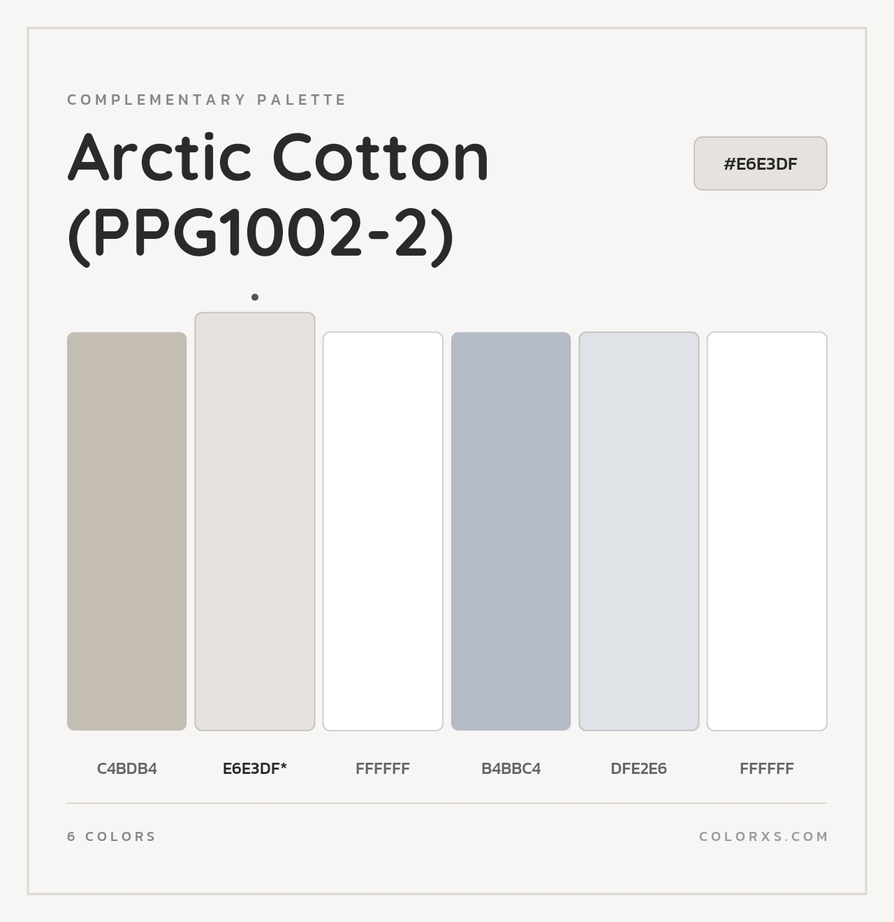Arctic Cotton (PPG1002-2) - Complementary Color Palette