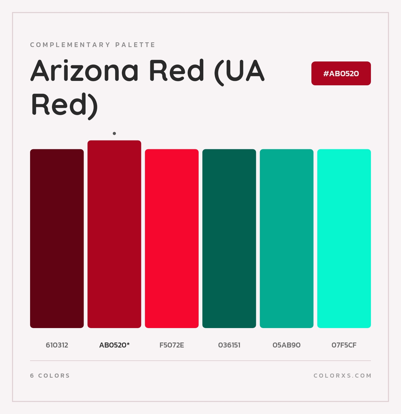 Arizona Red (UA Red) - Complementary Color Palette