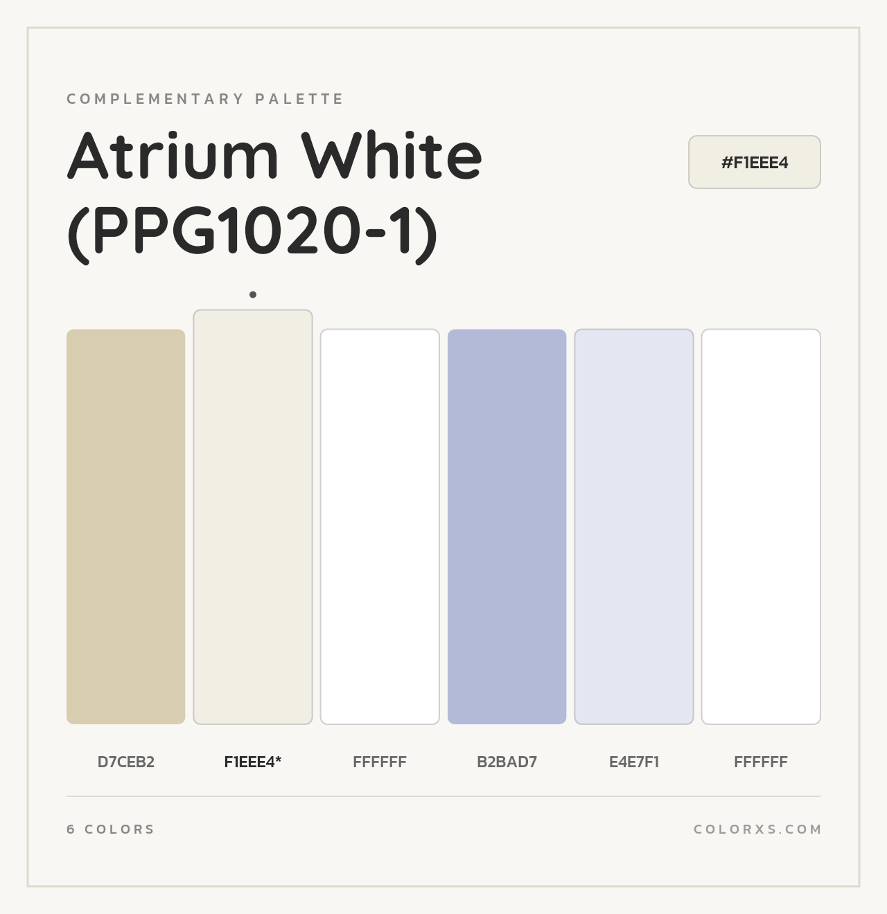 Atrium White (PPG1020-1) - Complementary Color Palette