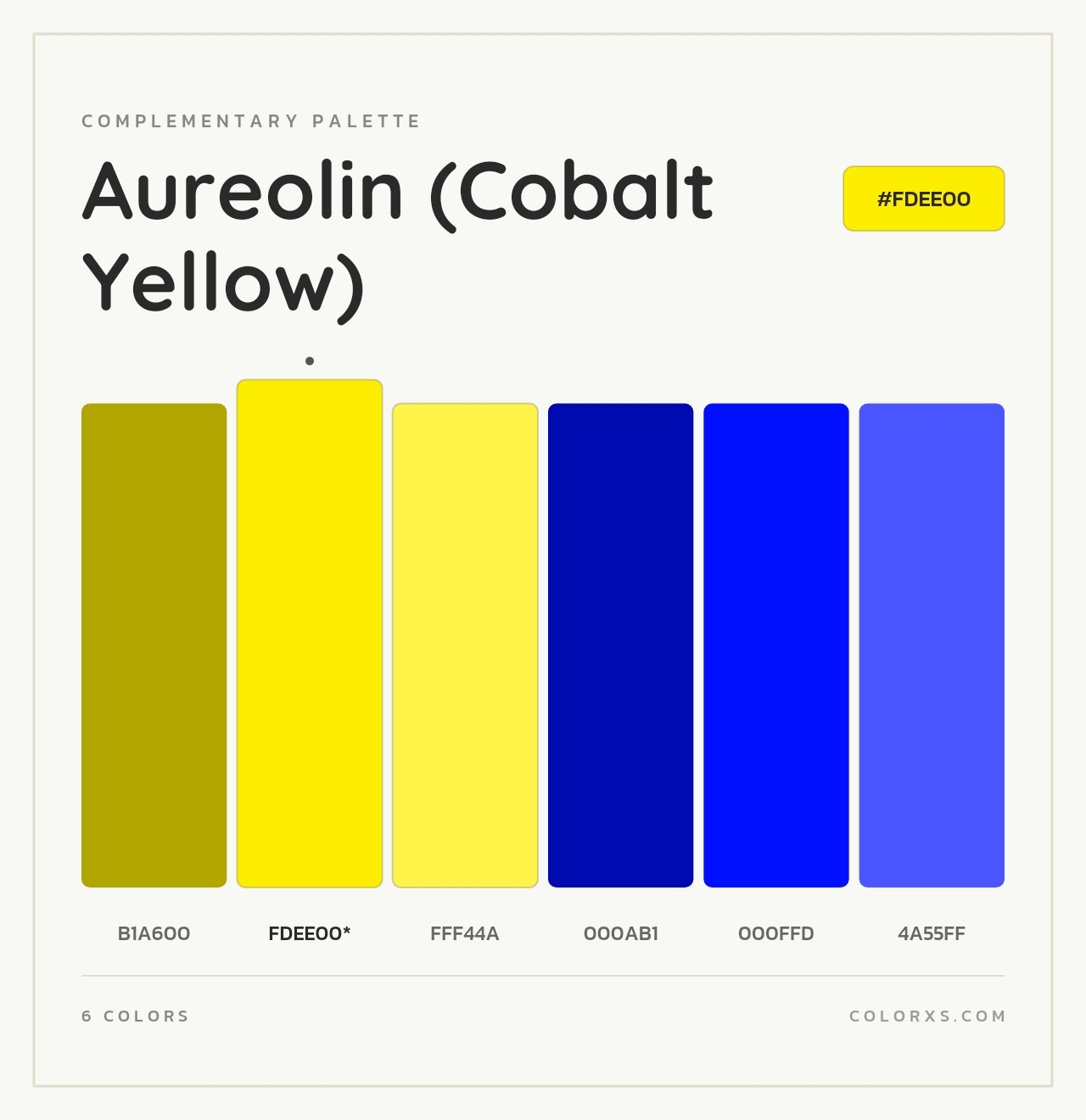 Aureolin (Cobalt Yellow) - Complementary Color Palette
