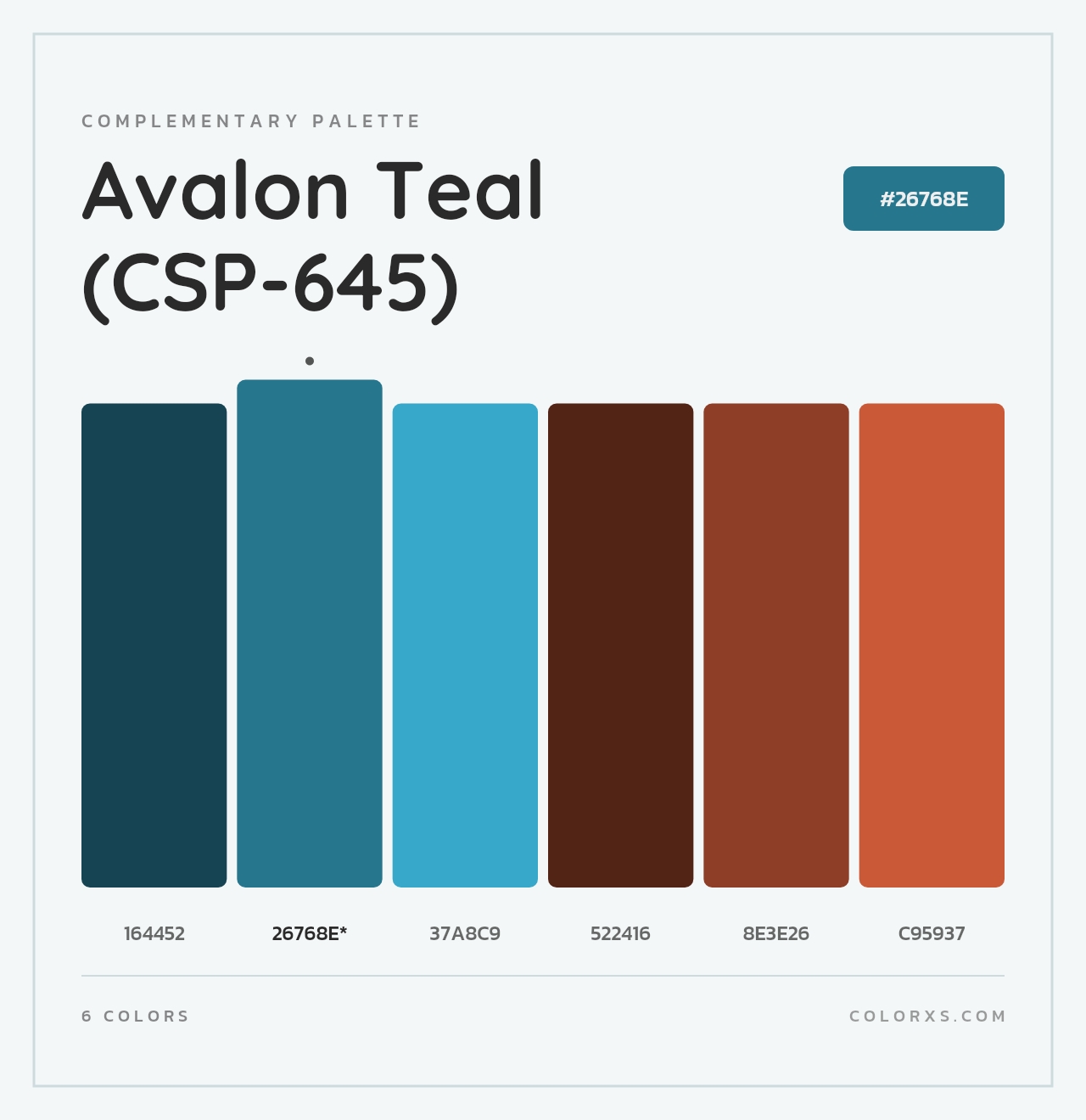 Avalon Teal (CSP-645) - Complementary Color Palette