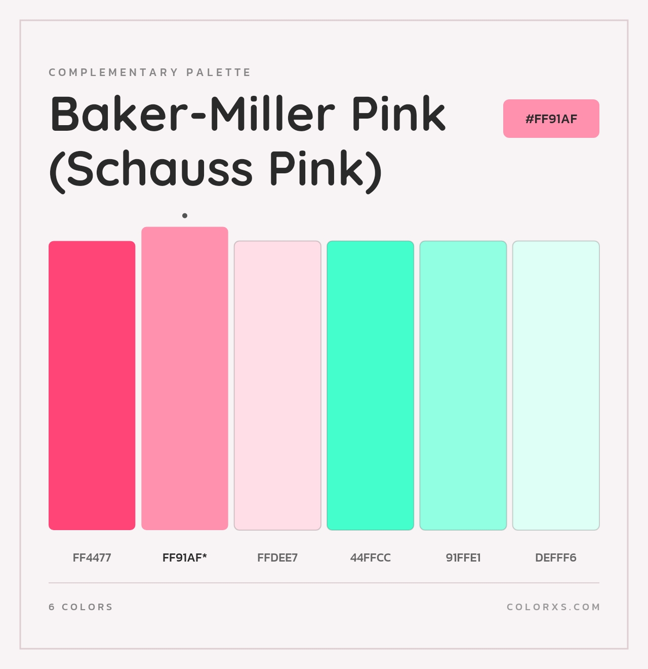 Baker-Miller Pink (Schauss Pink) - Complementary Color Palette