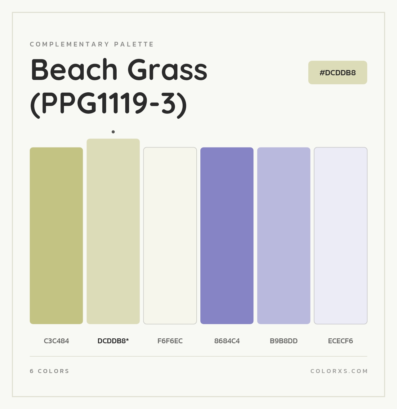 Beach Grass (PPG1119-3) - Complementary Color Palette