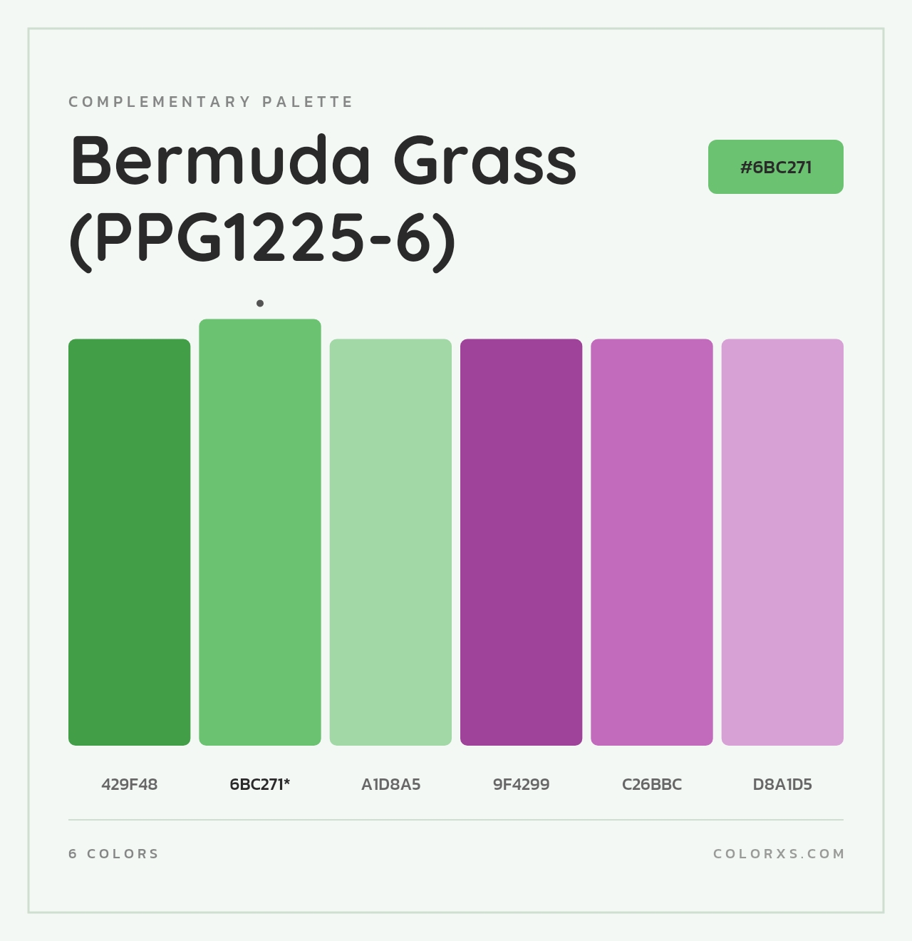Bermuda Grass (PPG1225-6) - Complementary Color Palette