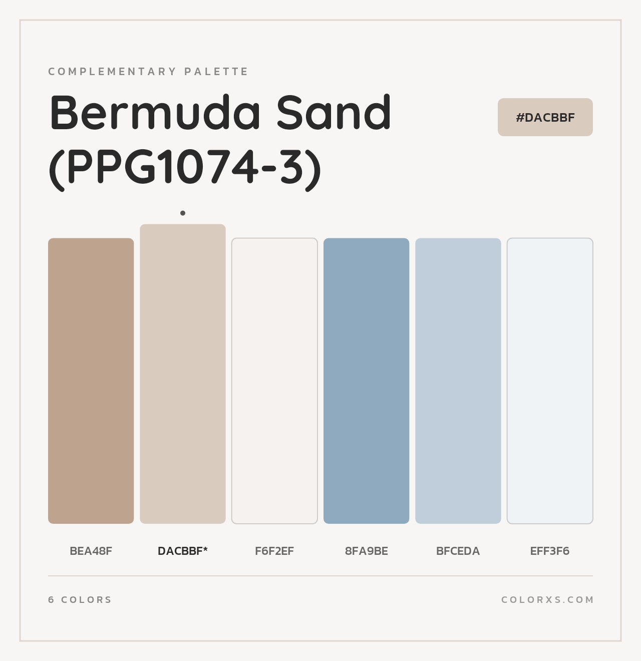 Bermuda Sand (PPG1074-3) - Complementary Color Palette
