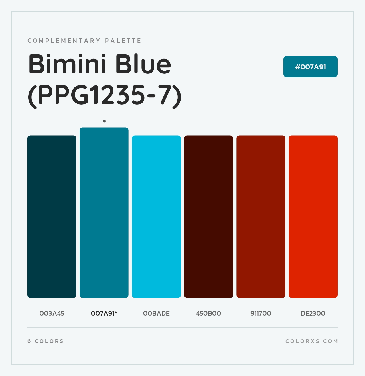 Bimini Blue (PPG1235-7) - Complementary Color Palette