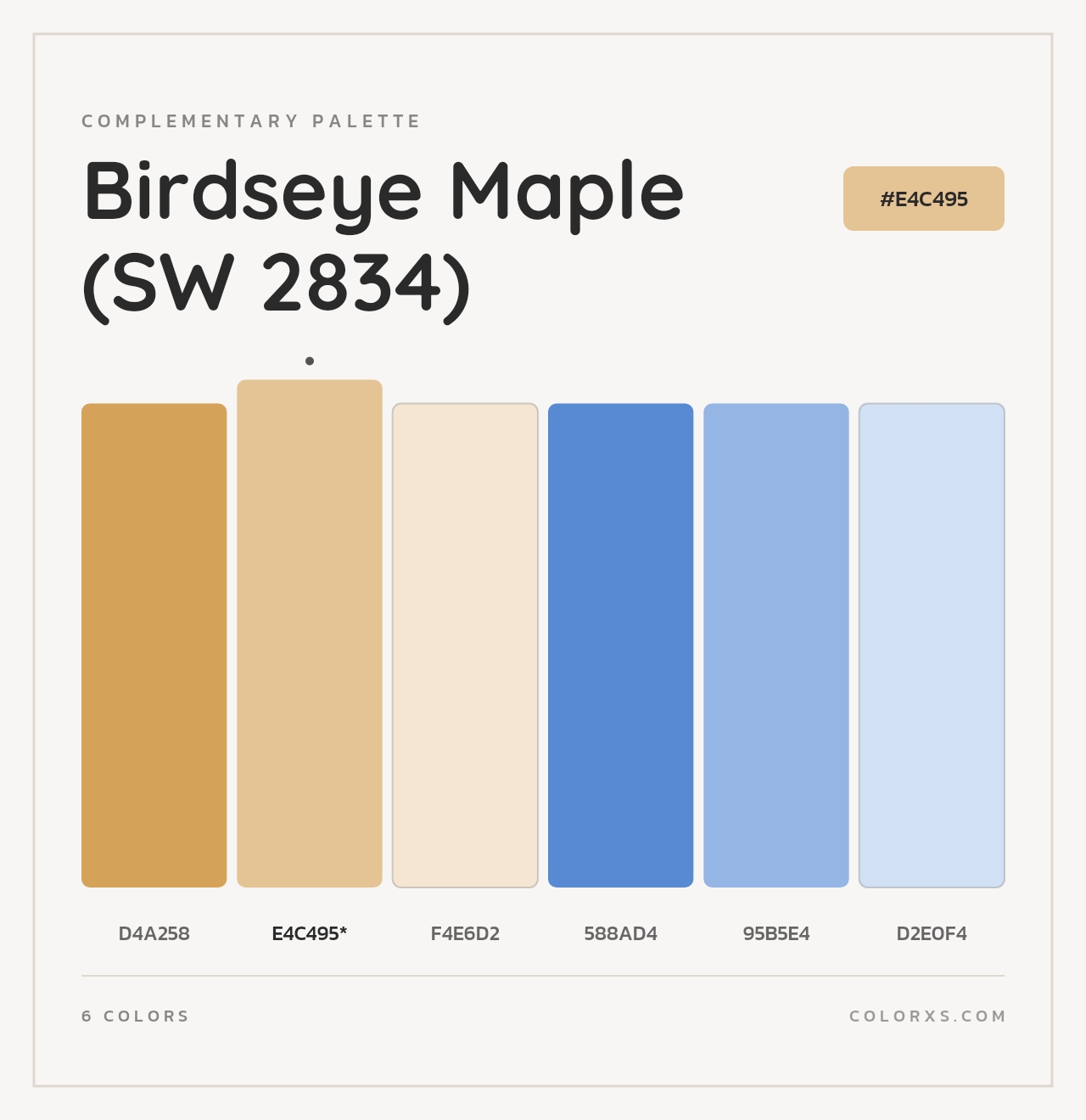 Birdseye Maple (SW 2834) - Complementary Color Palette