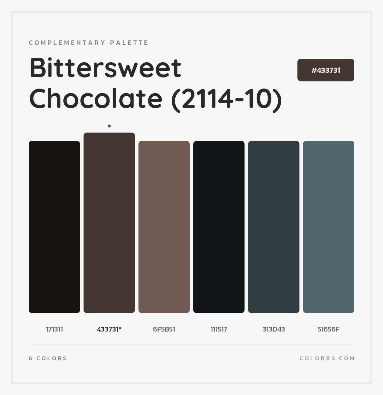 Bittersweet Chocolate (2114-10) - Complementary Color Palette