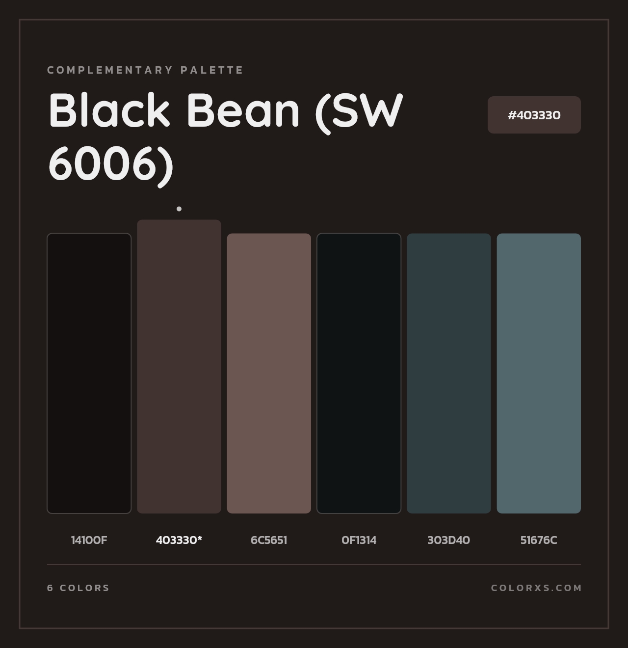Black Bean (SW 6006) - Complementary Color Palette