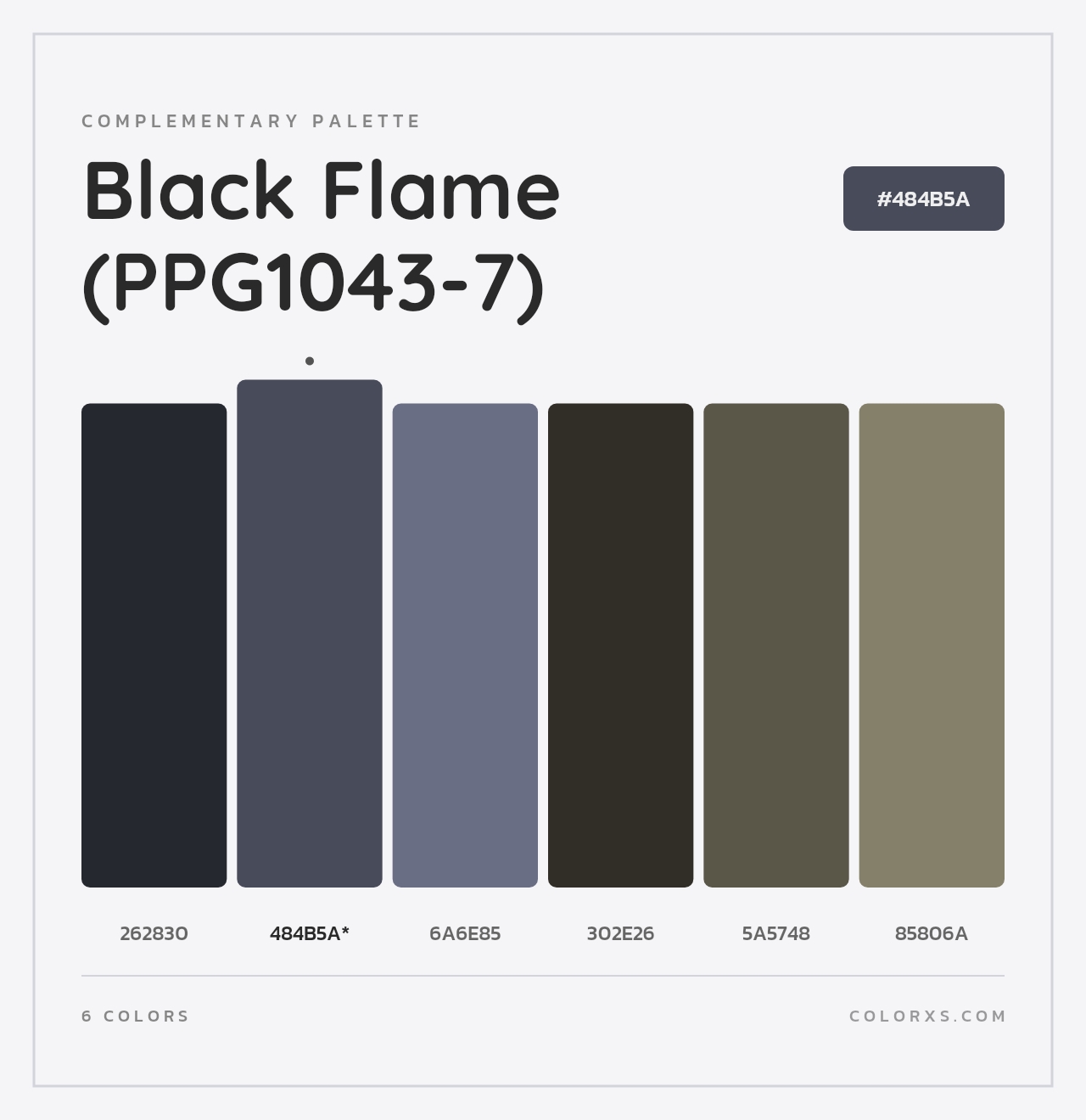 Black Flame (PPG1043-7) - Complementary Color Palette