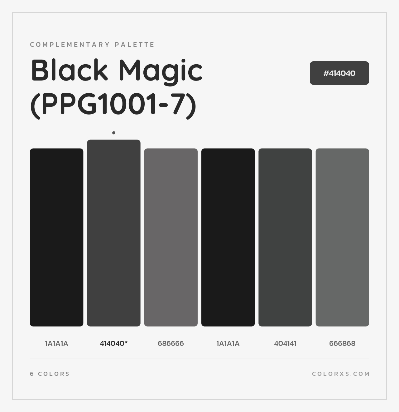 Black Magic (PPG1001-7) - Complementary Color Palette