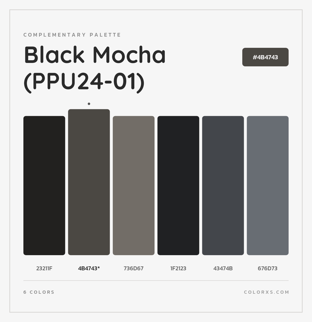 Black Mocha (PPU24-01) - Complementary Color Palette