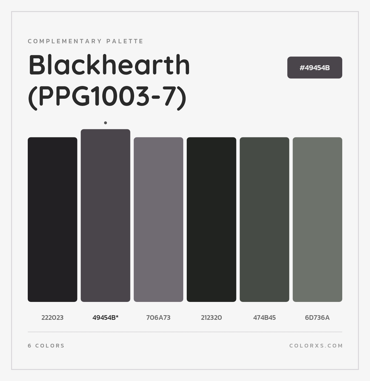 Blackhearth (PPG1003-7) - Complementary Color Palette
