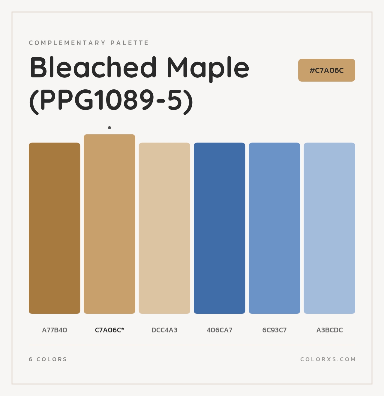 Bleached Maple (PPG1089-5) - Complementary Color Palette