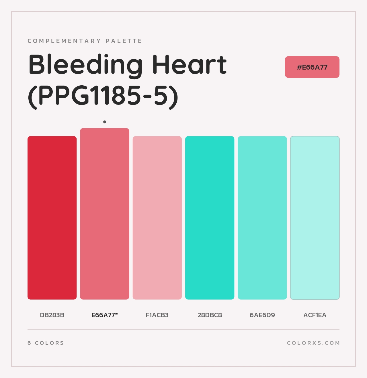 Bleeding Heart (PPG1185-5) - Complementary Color Palette