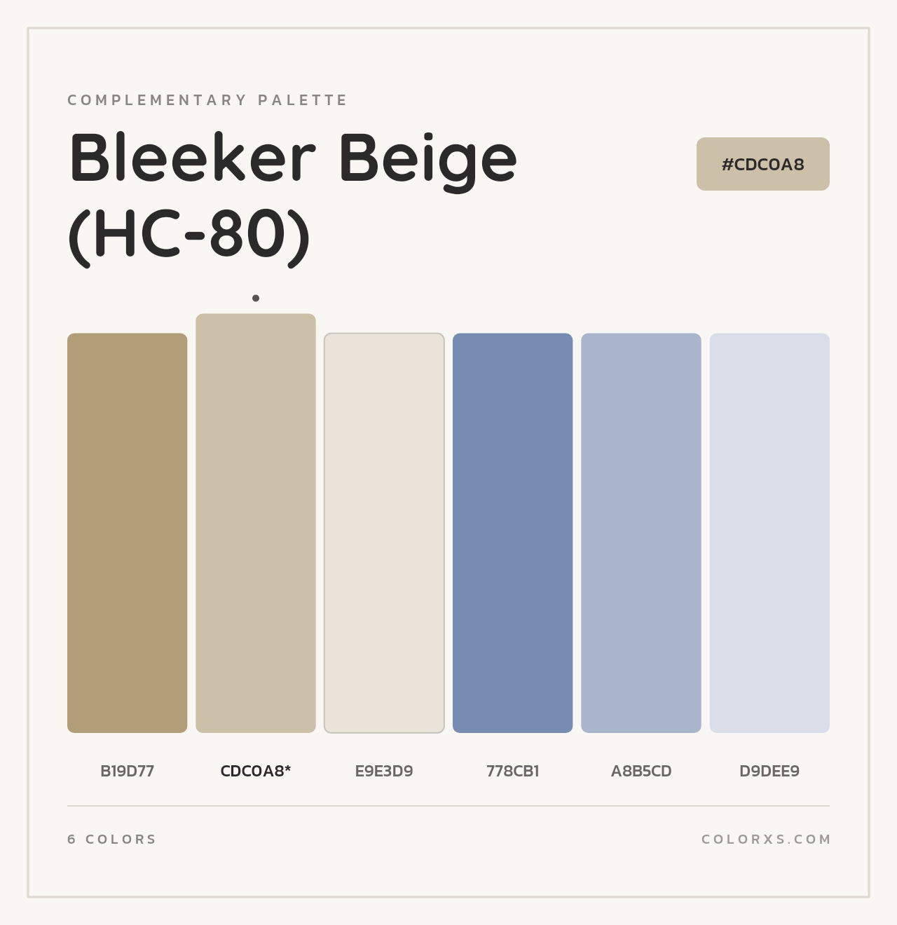 Bleeker Beige (HC-80) - Complementary Color Palette