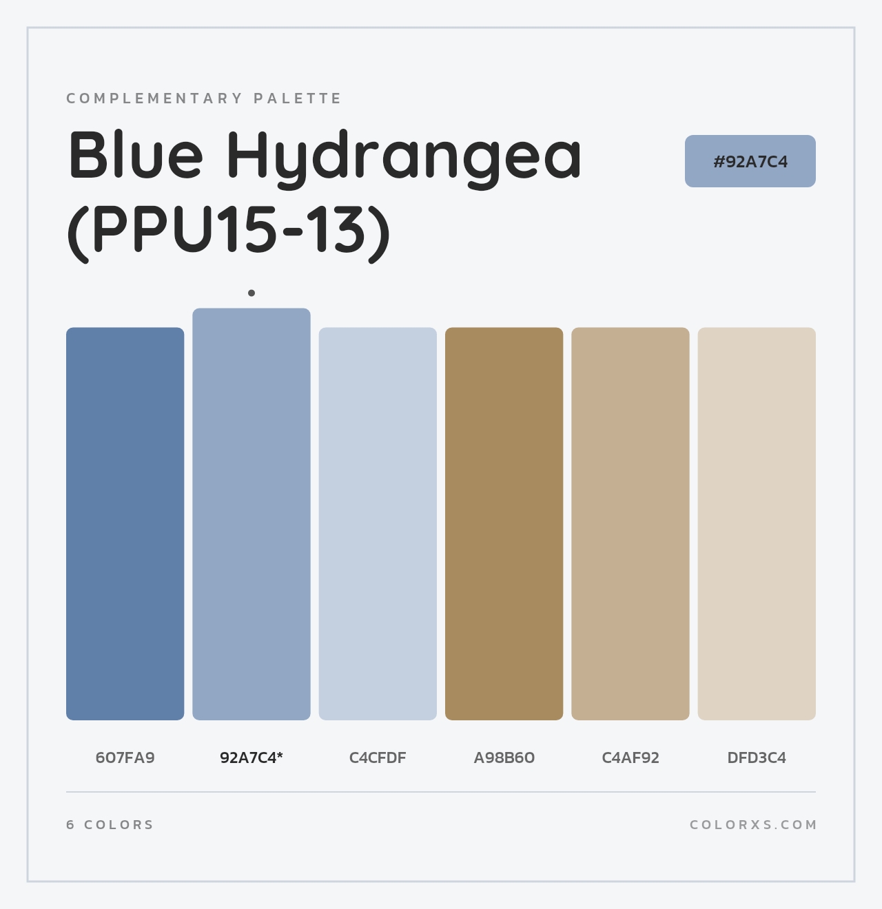 Blue Hydrangea (PPU15-13) - Complementary Color Palette