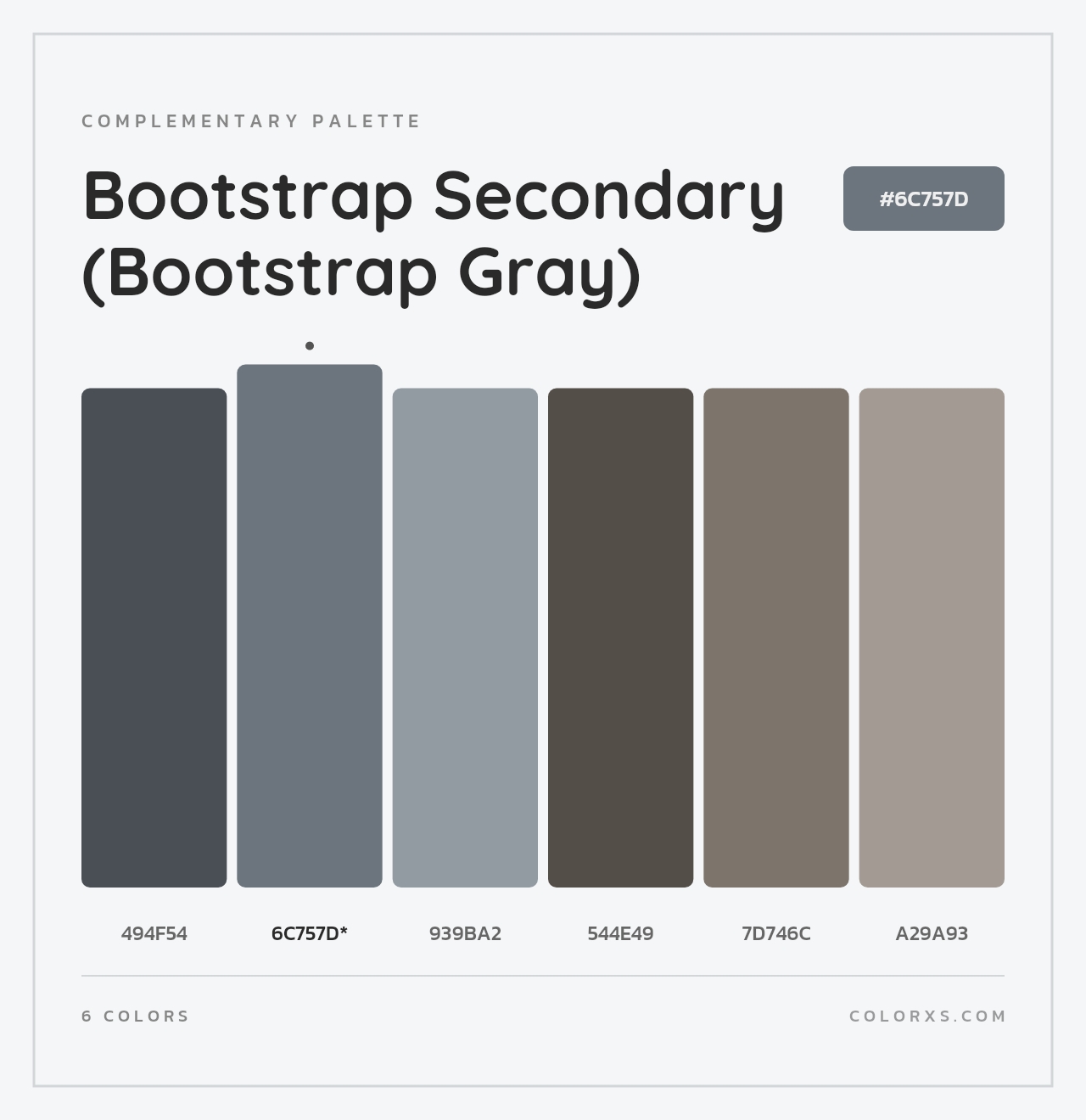 Bootstrap Secondary (Bootstrap Gray) - Complementary Color Palette