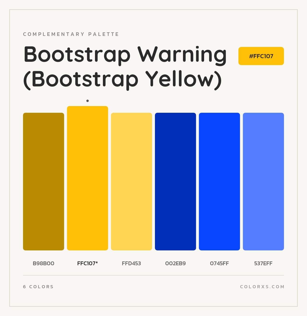 Bootstrap Warning (Bootstrap Yellow) - Complementary Color Palette