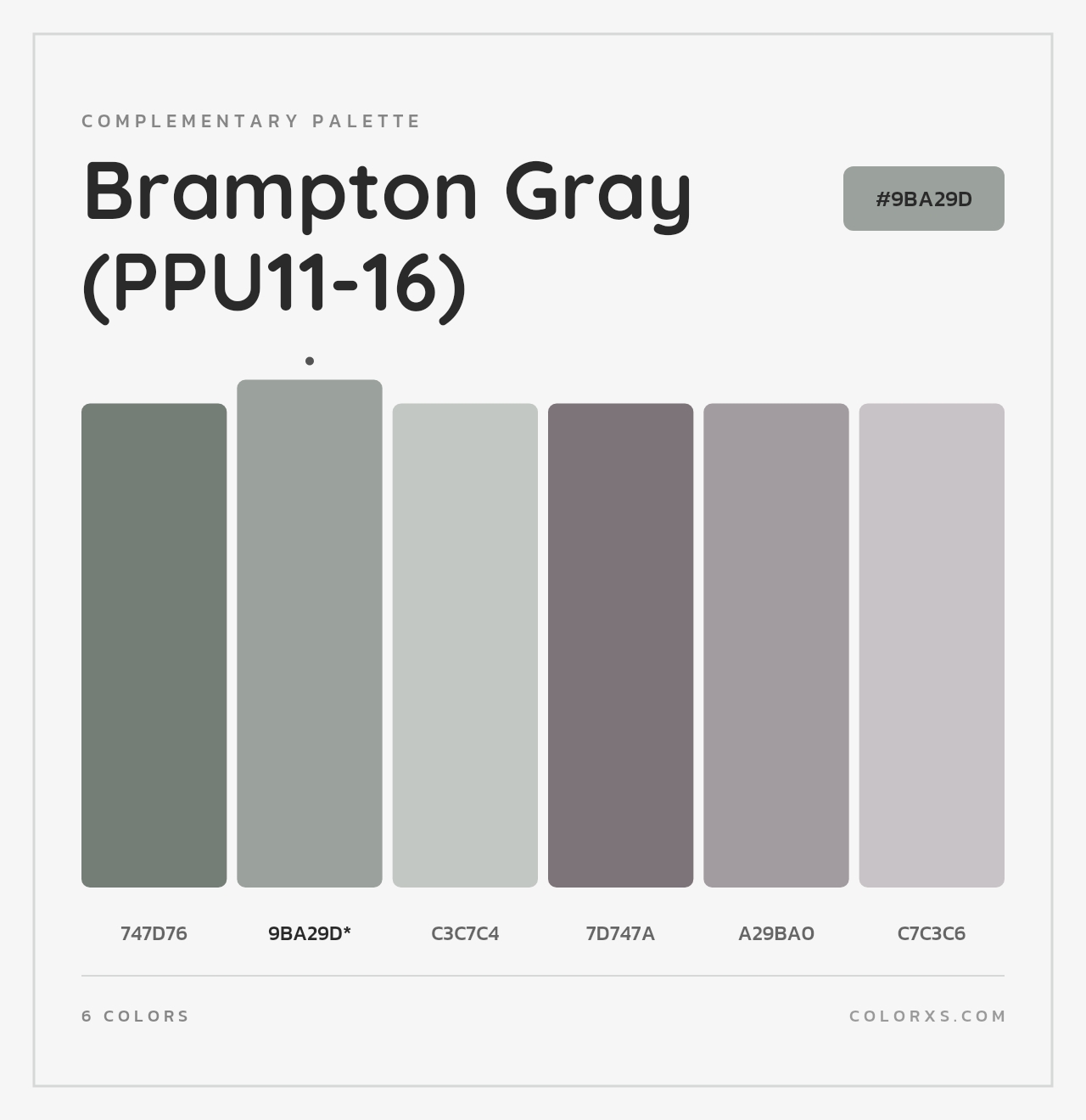 Brampton Gray (PPU11-16) - Complementary Color Palette