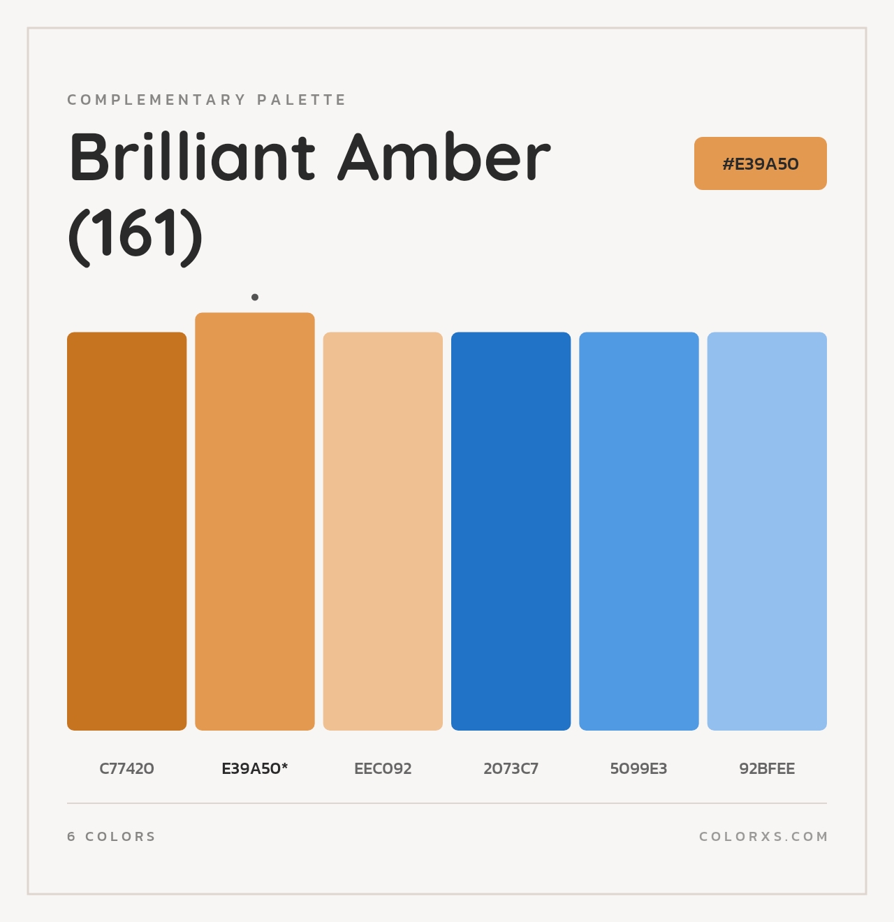 Brilliant Amber (161) - Complementary Color Palette