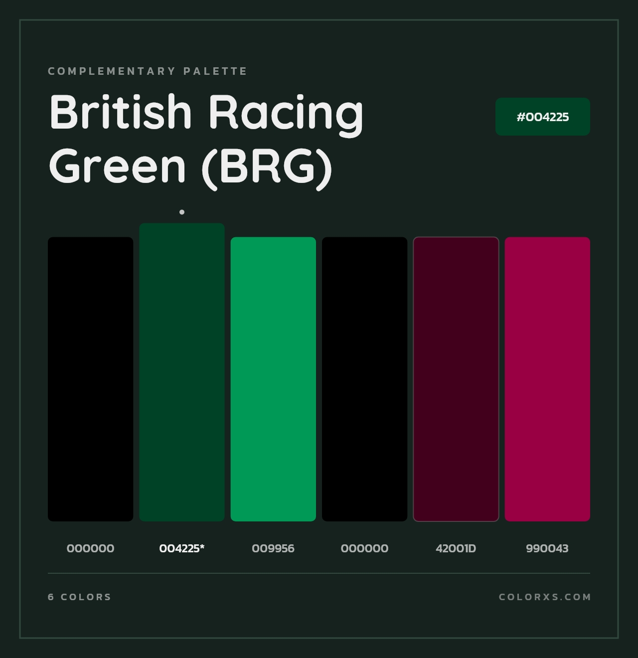 British Racing Green (BRG) - Complementary Color Palette