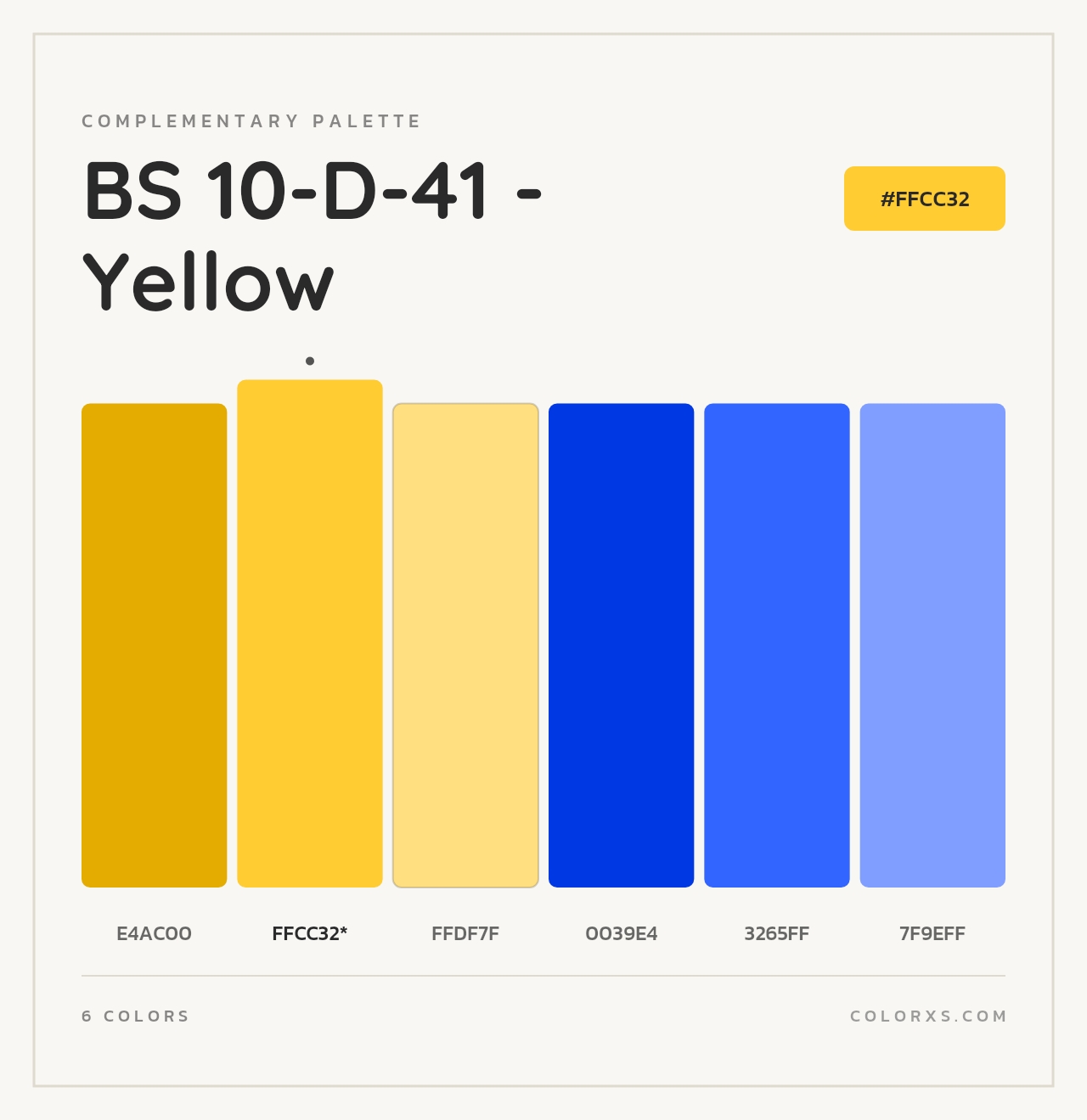 BS 10-D-41 - Yellow - Complementary Color Palette