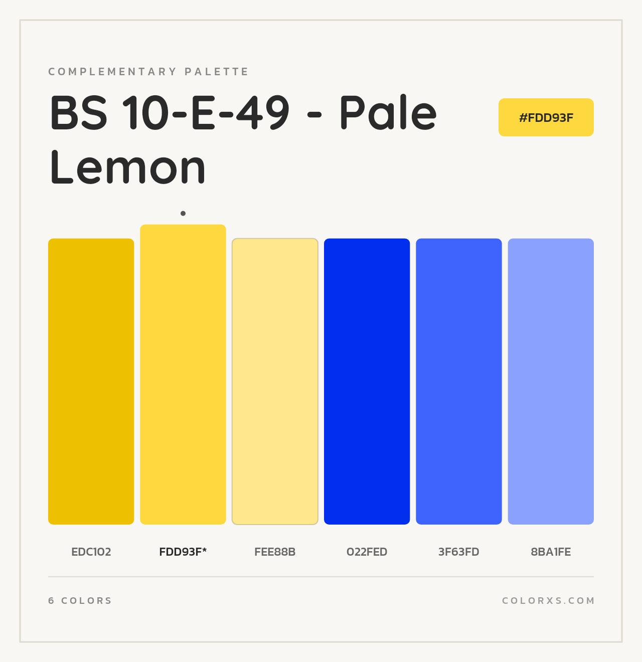BS 10-E-49 - Pale Lemon - Complementary Color Palette