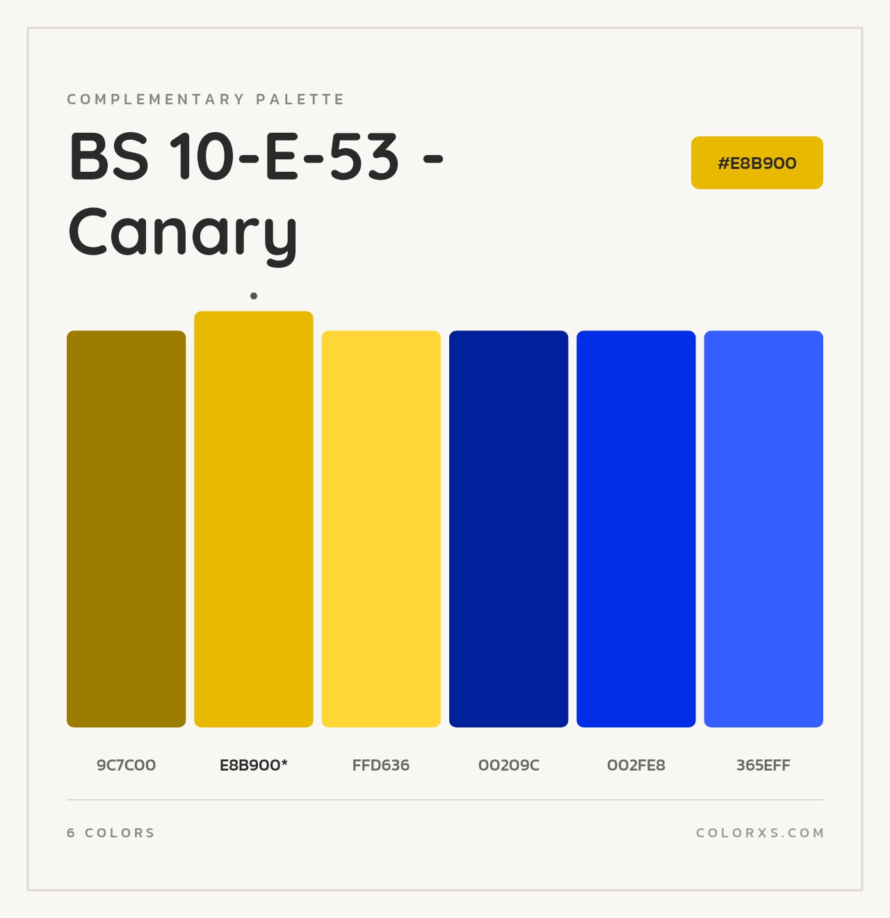BS 10-E-53 - Canary - Complementary Color Palette