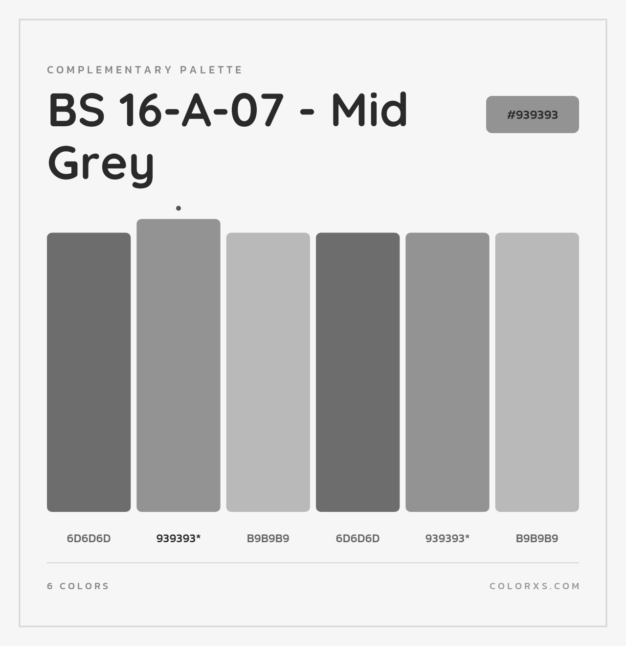 BS 16-A-07 - Mid Grey - Complementary Color Palette