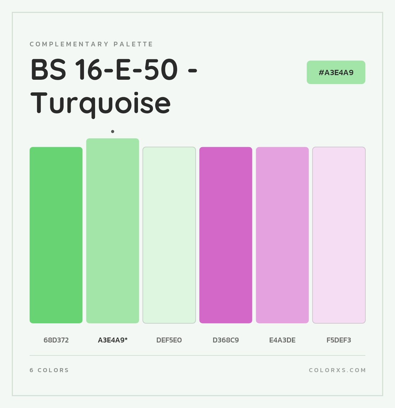 BS 16-E-50 - Turquoise - Complementary Color Palette