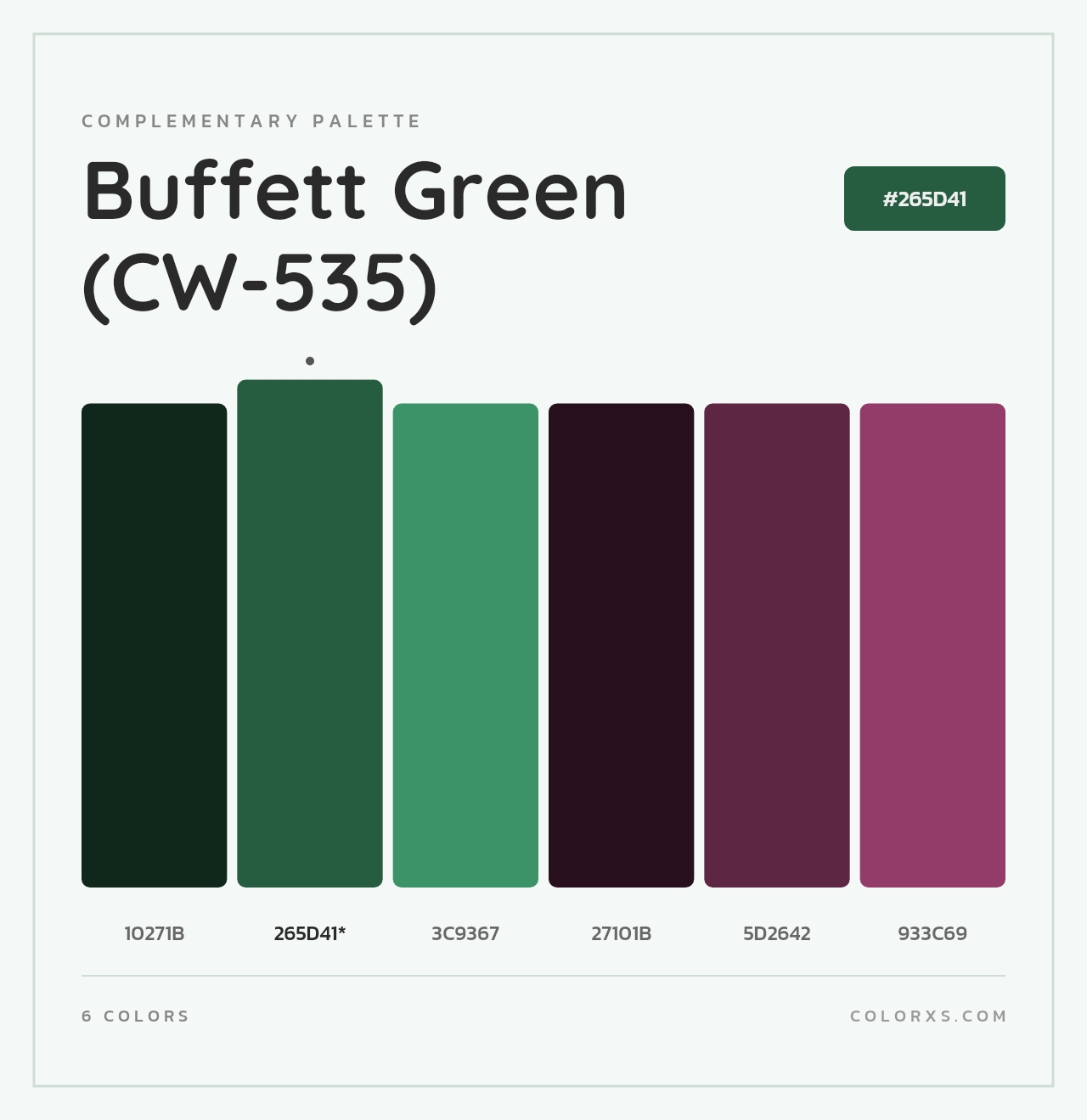 Buffett Green (CW-535) - Complementary Color Palette