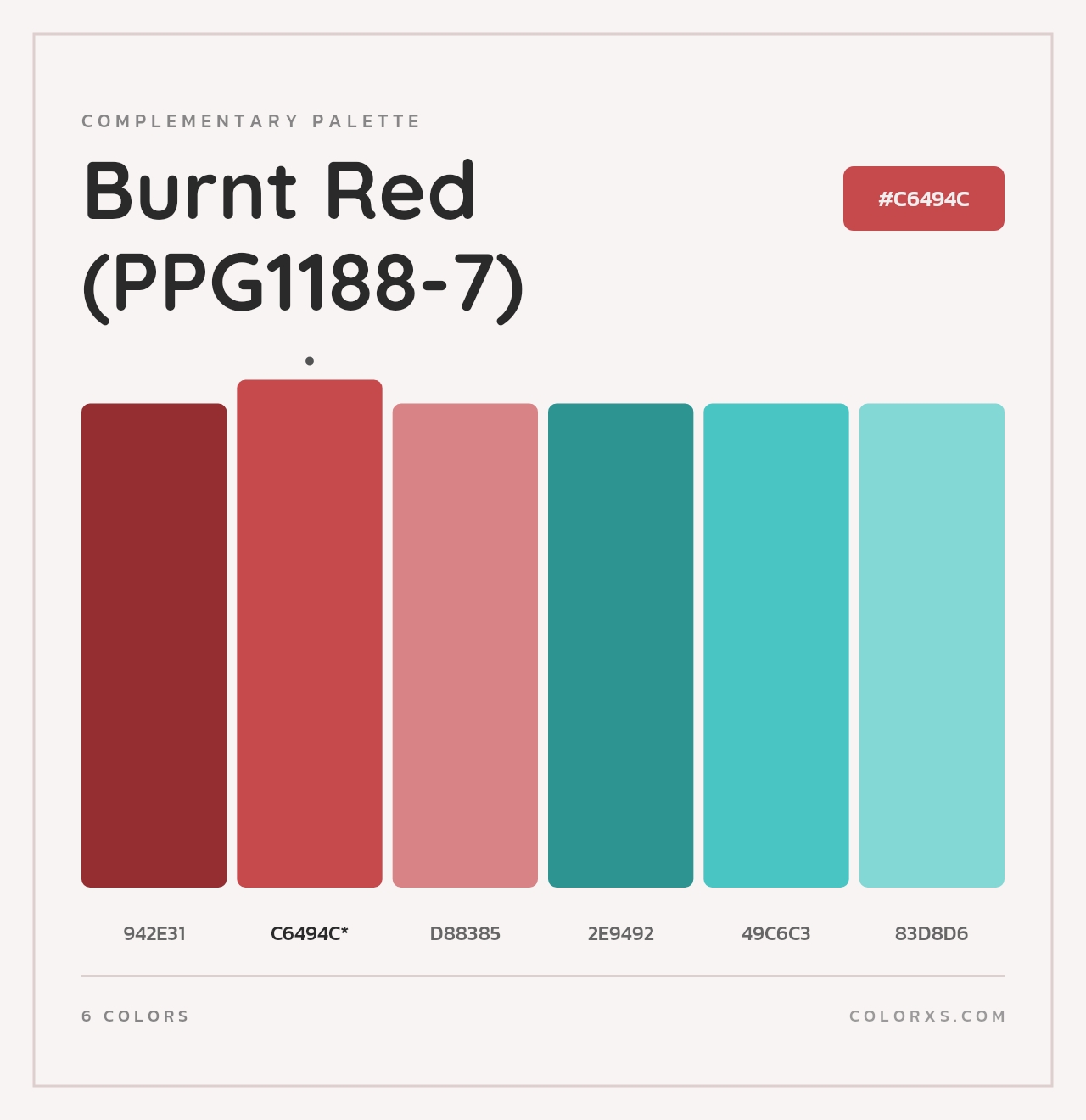 Burnt Red (PPG1188-7) - Complementary Color Palette