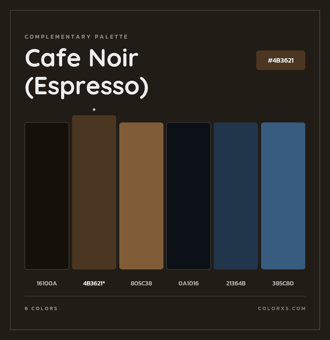 Cafe Noir (Espresso) - Complementary Color Palette