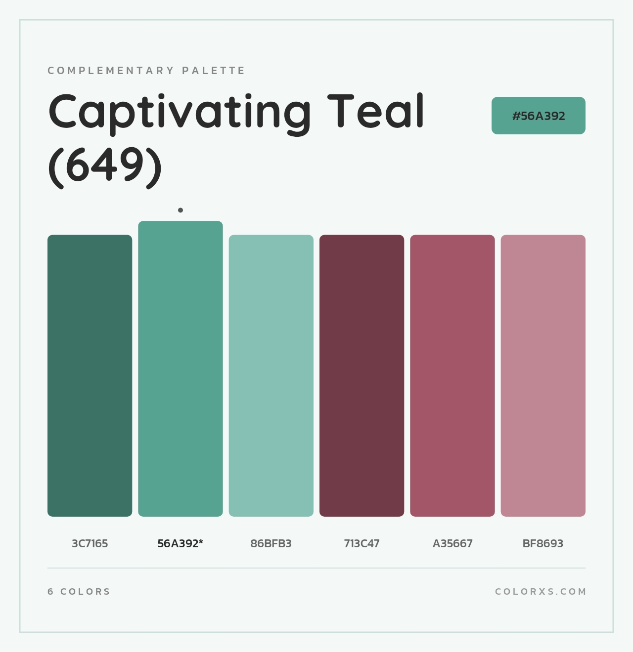 Captivating Teal (649) - Complementary Color Palette