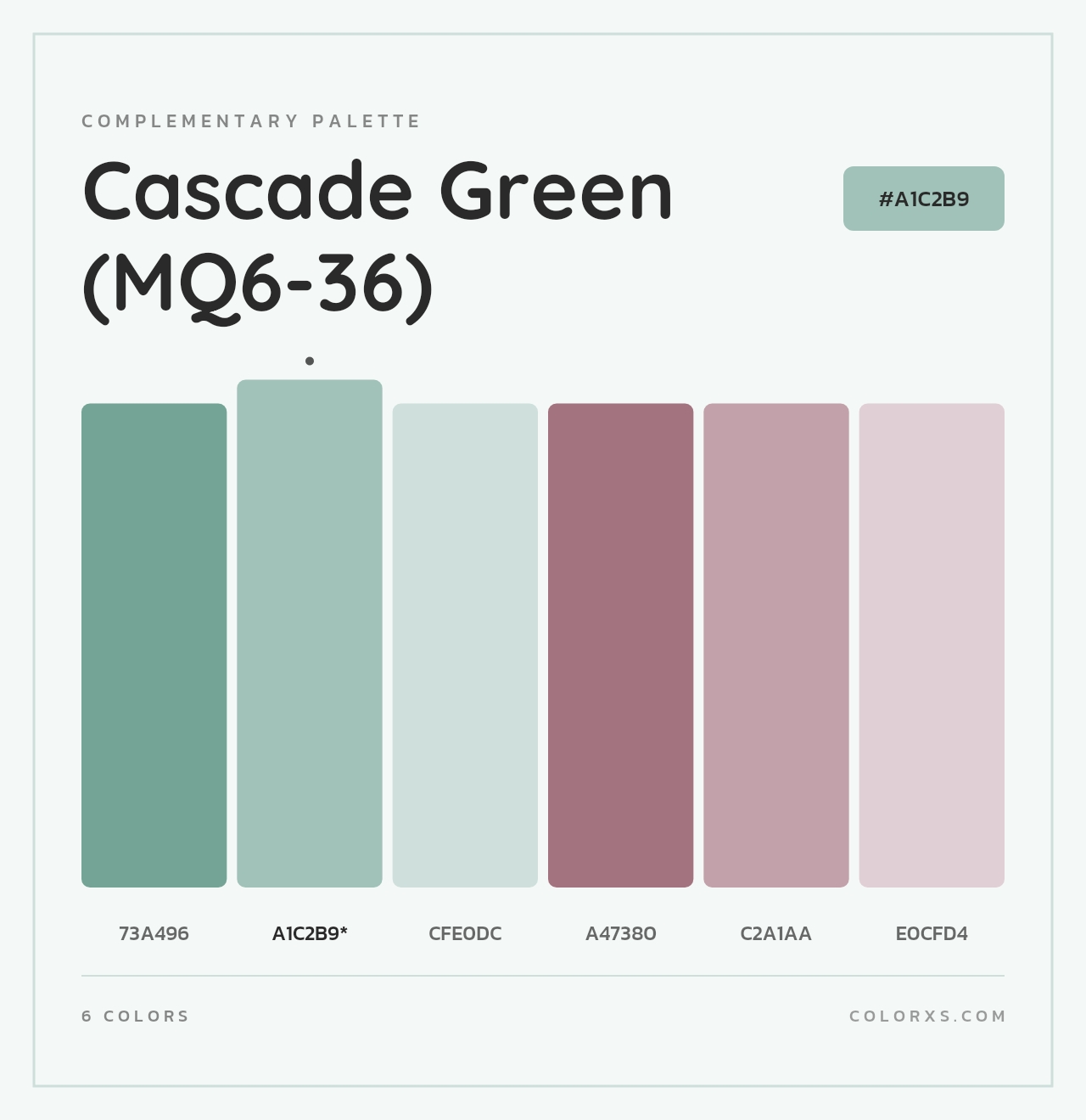 Cascade Green (MQ6-36) - Complementary Color Palette
