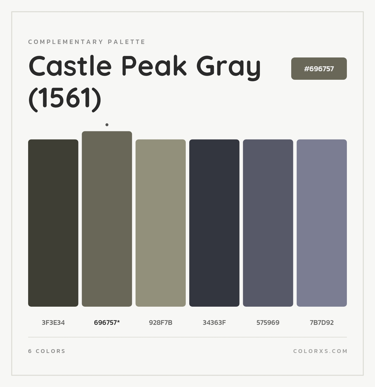 Castle Peak Gray (1561) - Complementary Color Palette