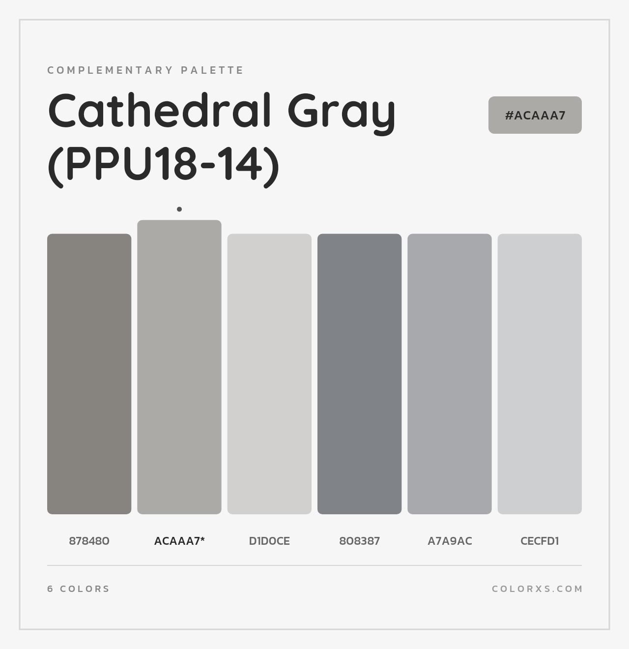 Cathedral Gray (PPU18-14) - Complementary Color Palette